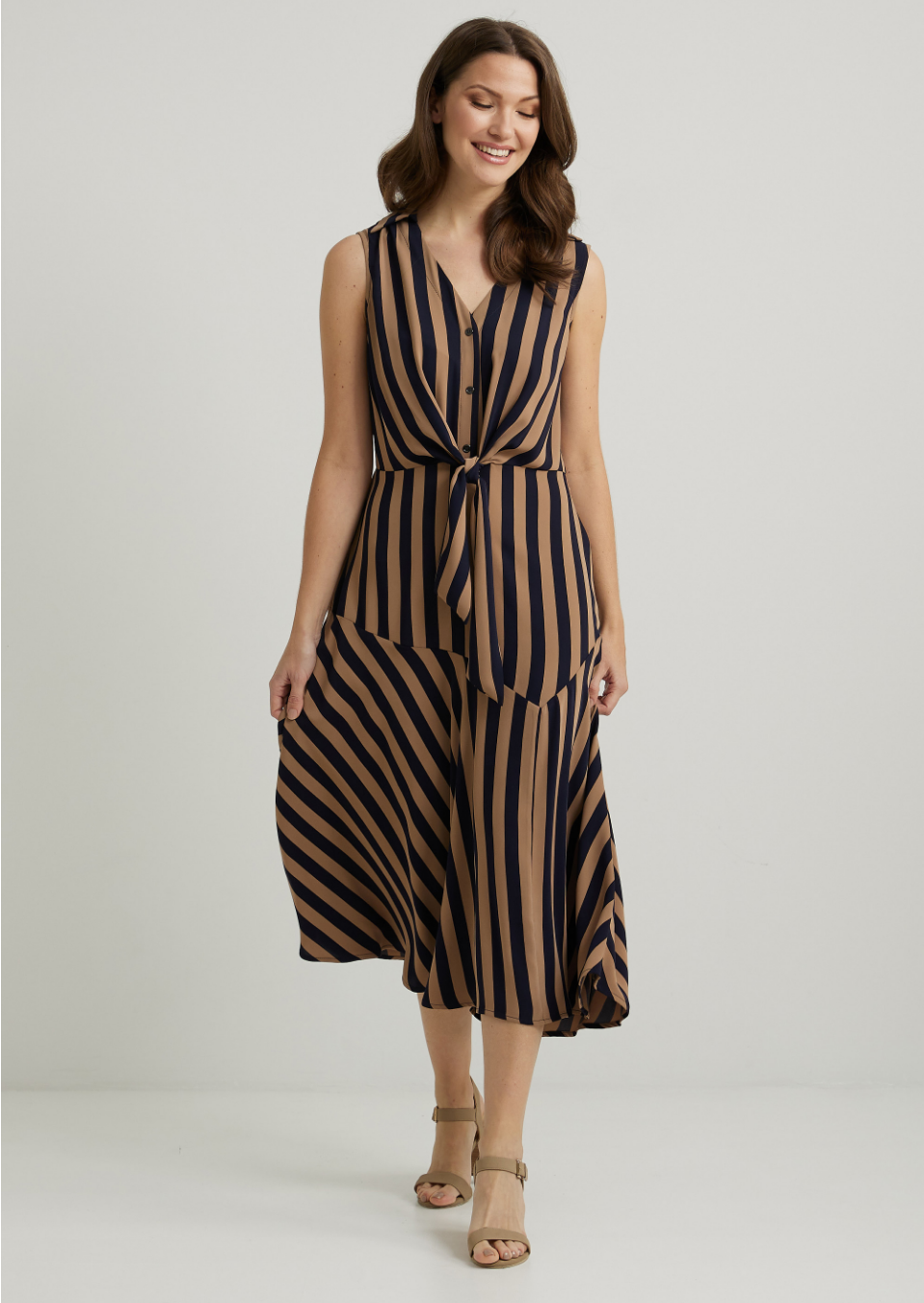 STRIPED FIT & FLARE DRESS STYLE 222207