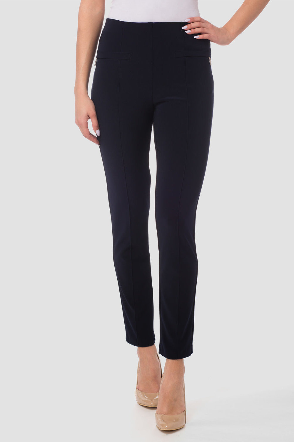 Joseph Ribkoff Midnight Blue Stretch Pants with Ankle Cut Outs Style 171173