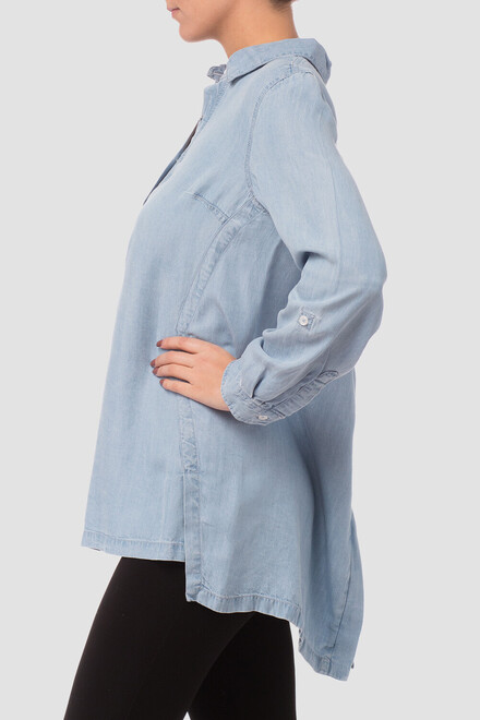 Joseph Ribkoff blouse style 181950. Denim Bleu P&acirc;le. 3
