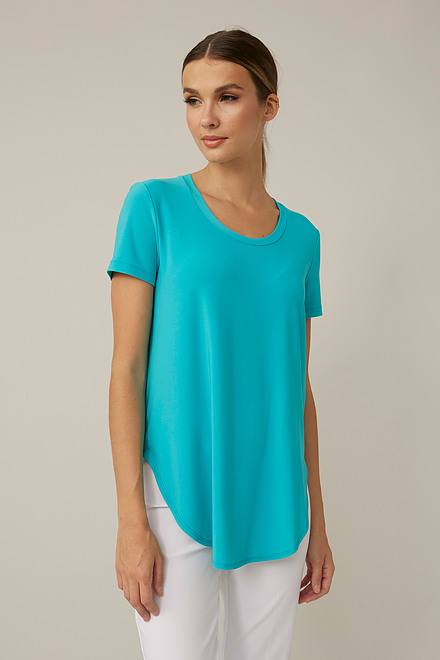 T-shirt long, bas arrondi Modèle 183220S24. Aruba blue