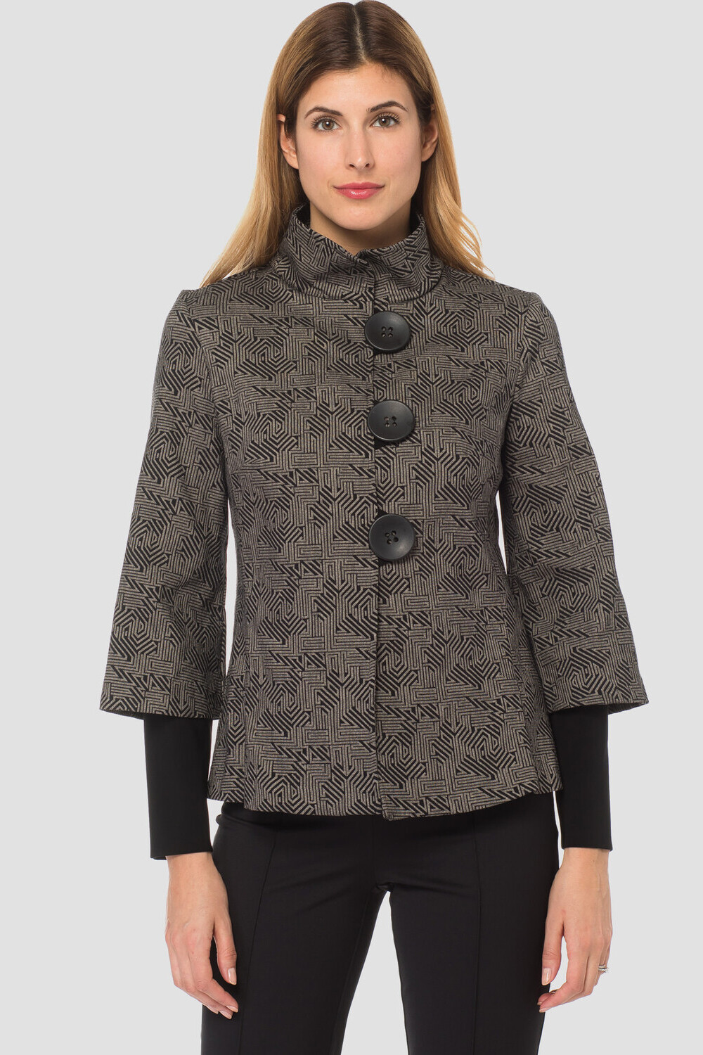 Joseph Ribkoff jacket style 183528. Black/taupe