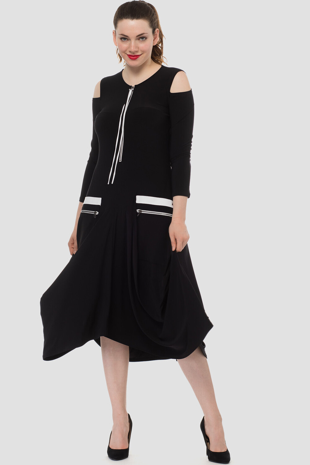 Joseph Ribkoff dress style 183003. Black/vanilla