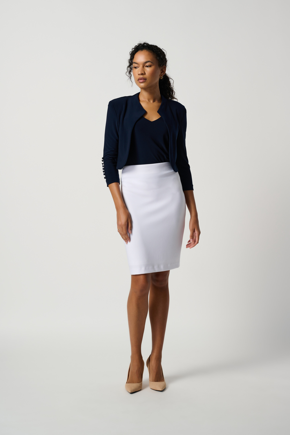 Mid-Rise Pencil Skirt Style 153071. White