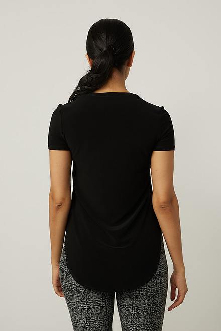 T-shirt long, bas arrondi Mod&egrave;le 183220S24. Noir. 5