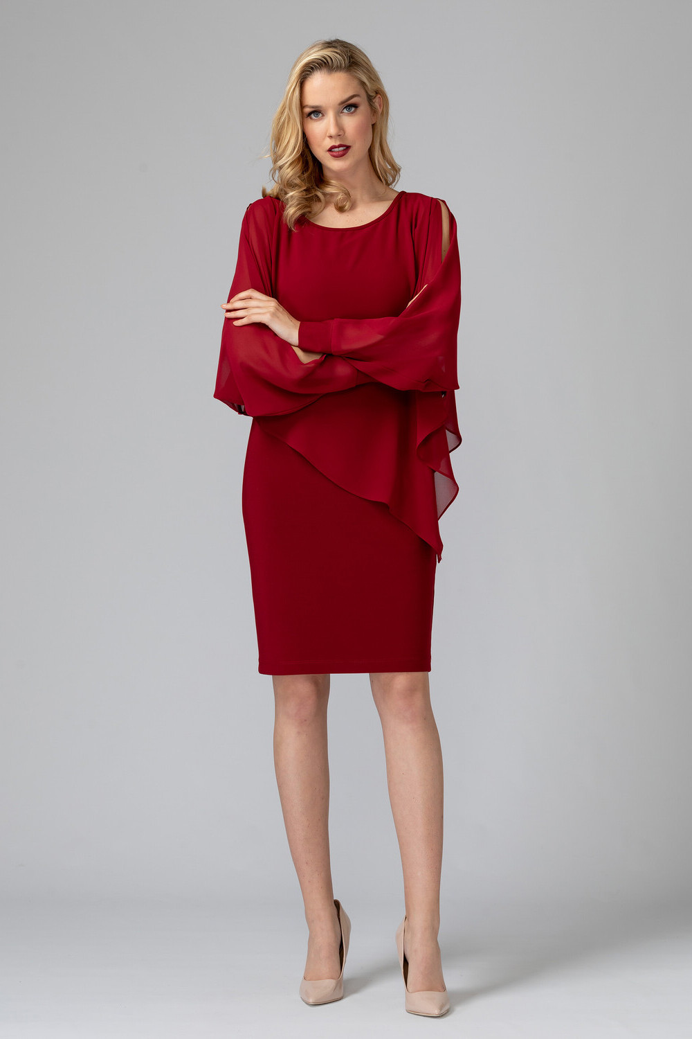 Joseph Ribkoff robe style 193205. Rouge Impérial 193