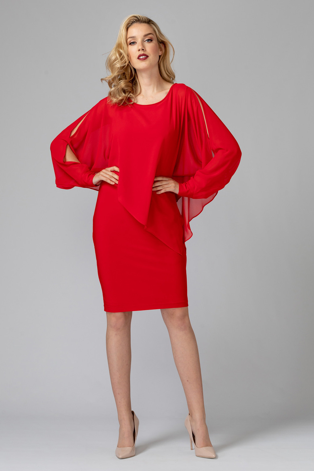 Joseph Ribkoff robe style 193205. Rouge A Levres 173