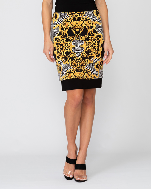 Joseph Ribkoff skirt style 193588. Black/gold. 10