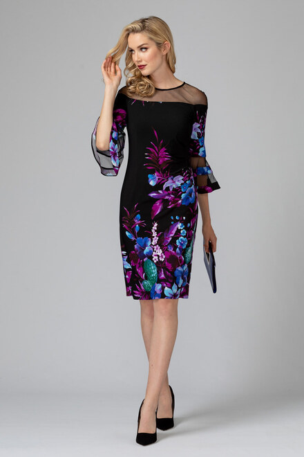 Joseph Ribkoff dress style 193651. Black/purple/multi. 14
