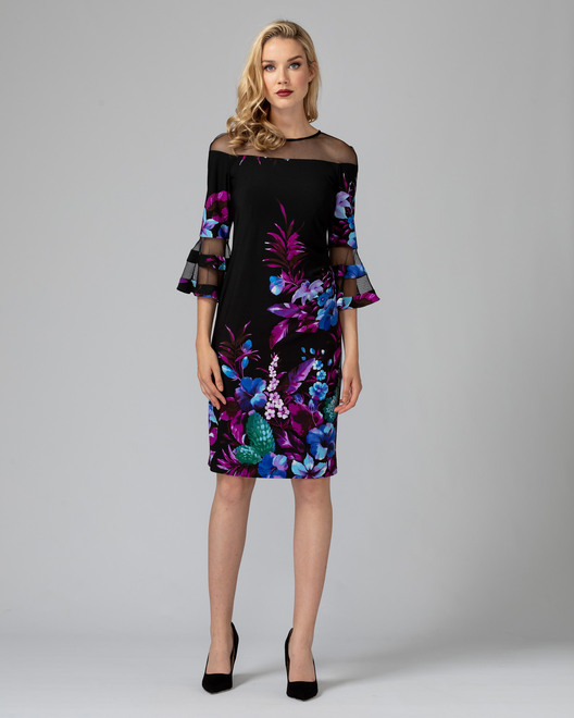 Joseph Ribkoff dress style 193651. Black/purple/multi. 2