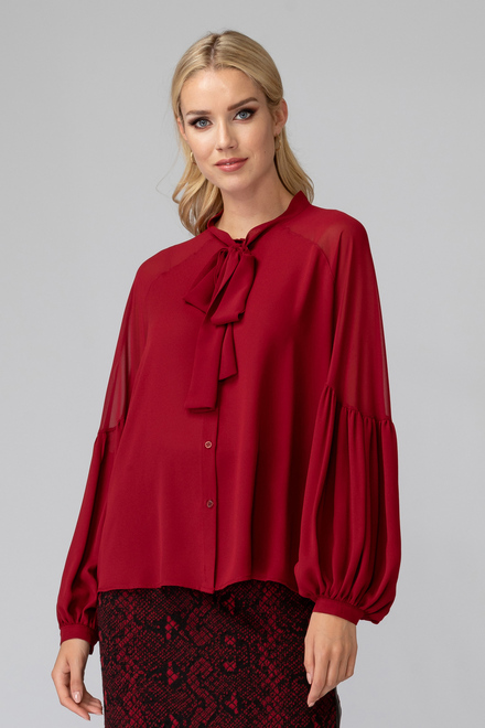 Joseph Ribkoff blouse style 194235. Rouge Imp&eacute;rial 193. 5