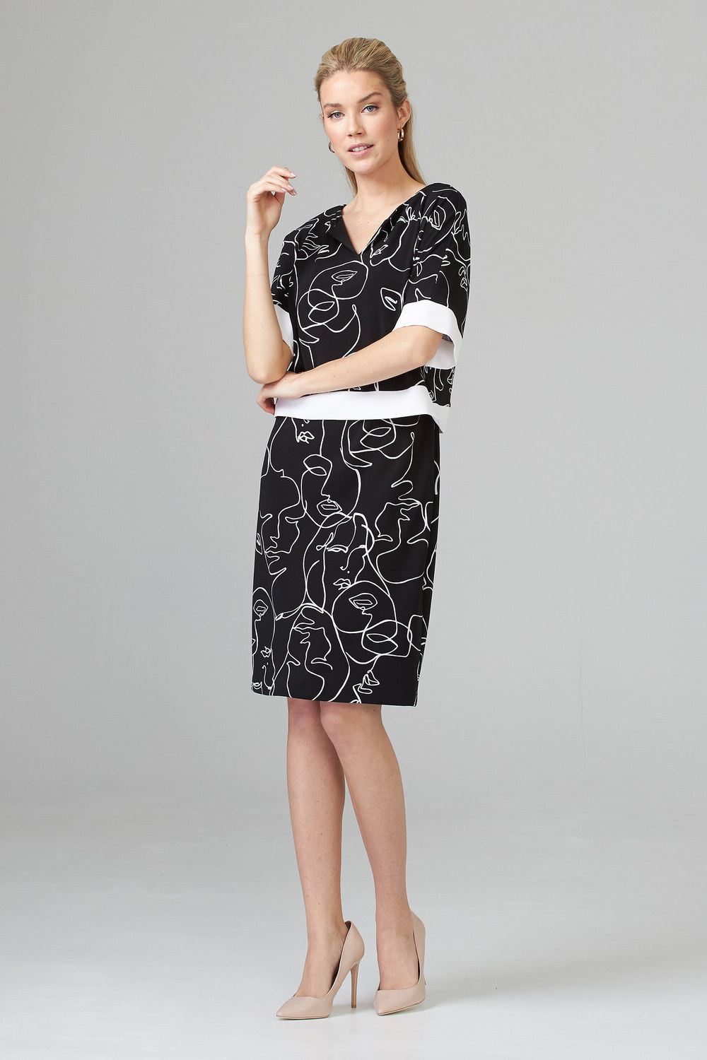 Joseph Ribkoff Dress Style 201119. Black/vanilla