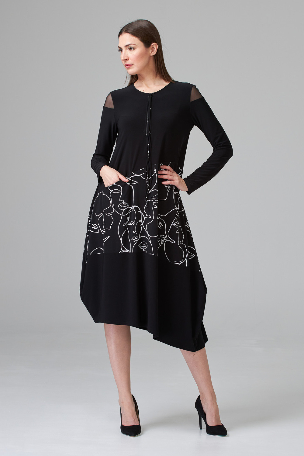 Joseph Ribkoff Dress Style 201285. Black/vanilla