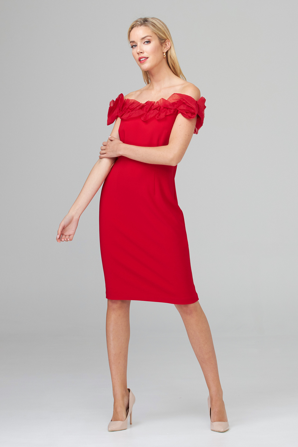 Joseph Ribkoff robe style 201302. Rouge A Levres 173