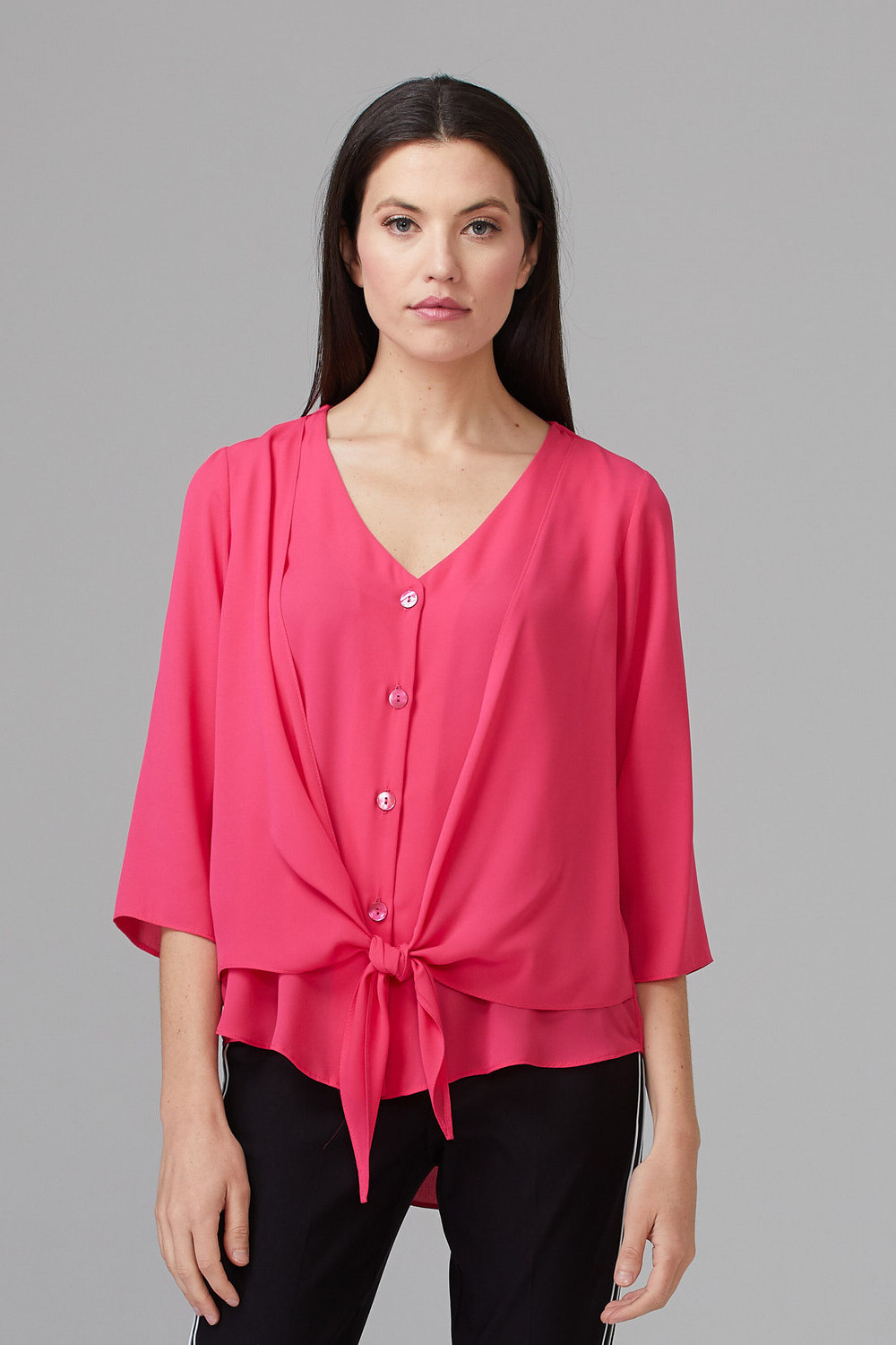 Joseph Ribkoff Shirt style 201336. Hyper Pink