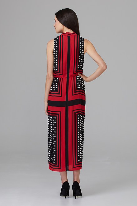 Joseph Ribkoff Dress Style 201462. Black/vanilla/lipstick Red. 4