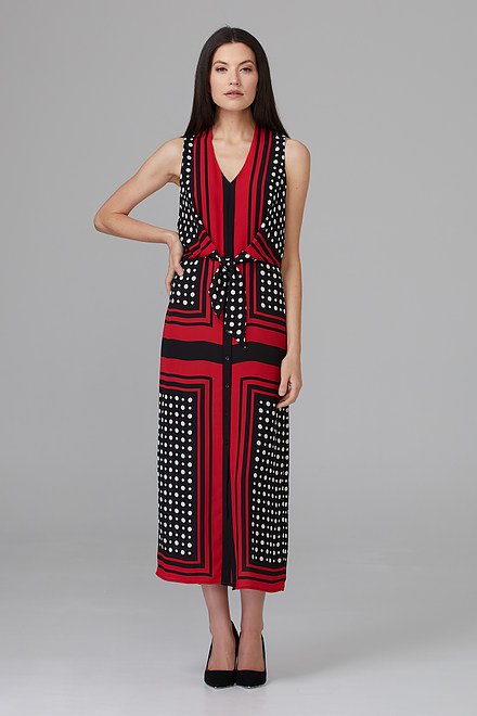 Joseph Ribkoff Dress Style 201462. Black/vanilla/lipstick Red. 6