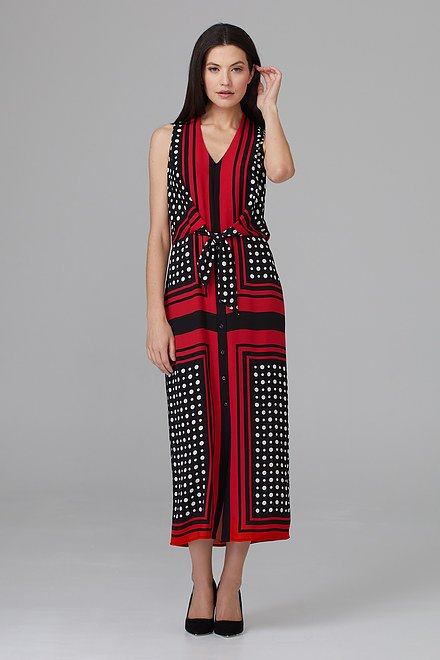 Joseph Ribkoff Dress Style 201462. Black/vanilla/lipstick Red. 7