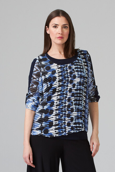 Joseph Ribkoff Tee-Shirt style 201465. Bleu/noir
