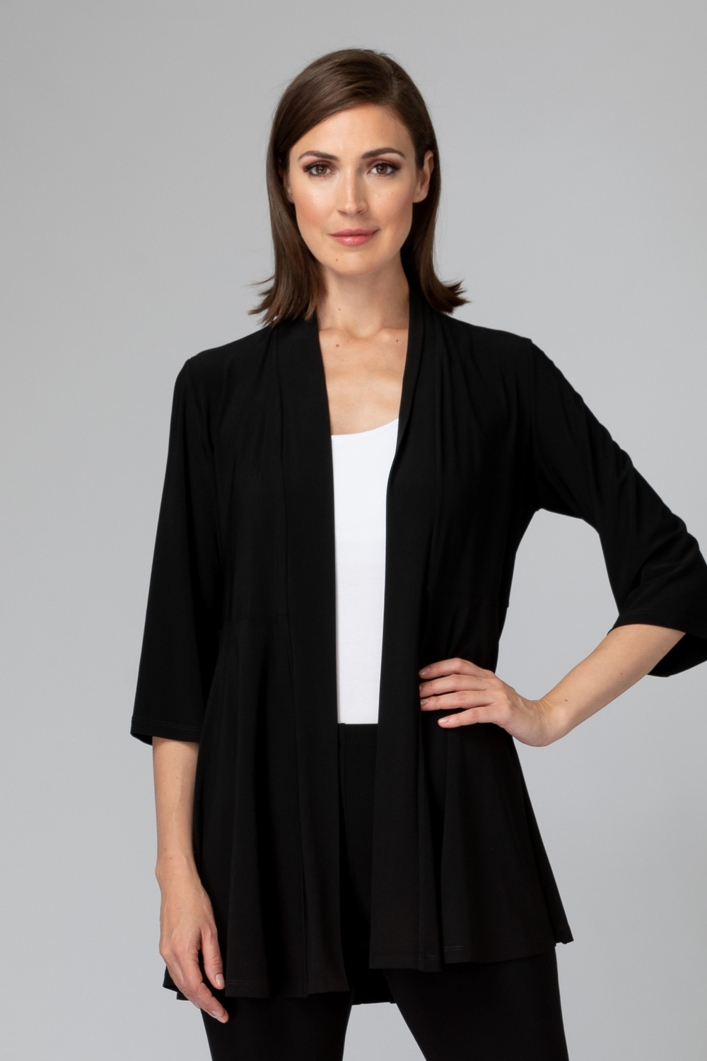3/4 Sleeves Open Cardigan Style 201547. Black