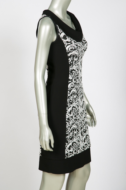 Joseph Ribkoff robe style 32554. Blanc Cass&eacute;/noir. 2