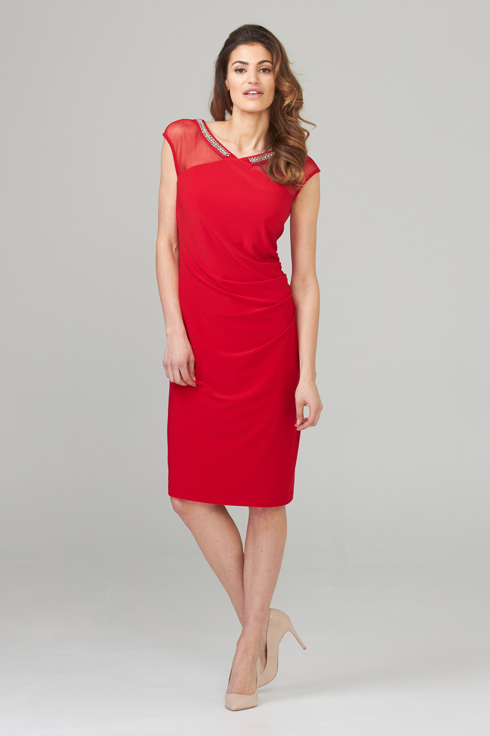 Joseph Ribkoff robe style 201004. Rouge A Levres 173