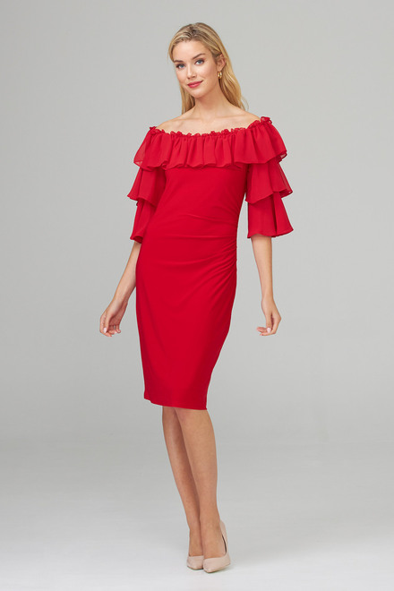 Joseph Ribkoff Dress Style 201002. Lipstick Red 173