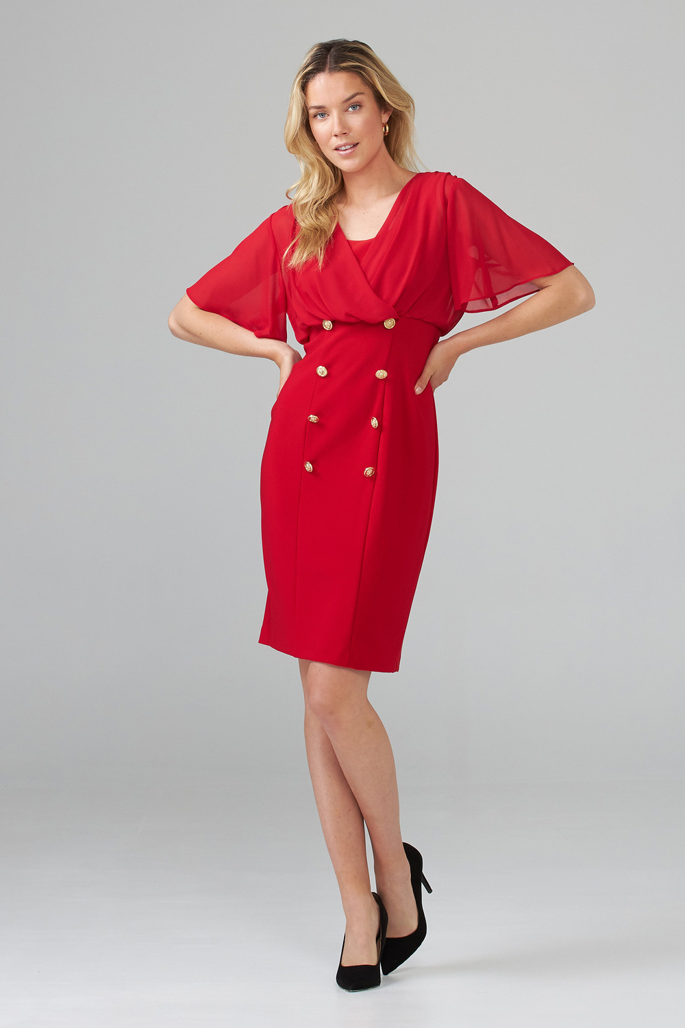 Joseph Ribkoff Robe style 201007. Rouge A Levres 173