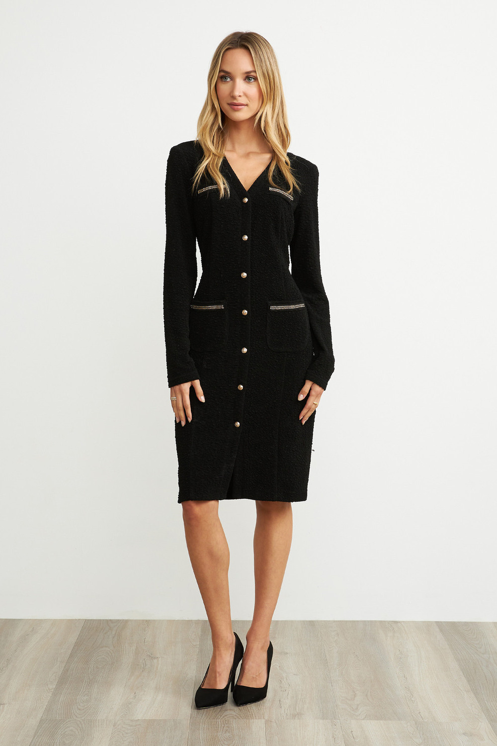 Joseph Ribkoff Button Dress Style 203252. Black
