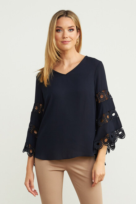 Joseph Ribkoff Cut-Out Sleeve Blouse Style 203441. Midnight Blue
