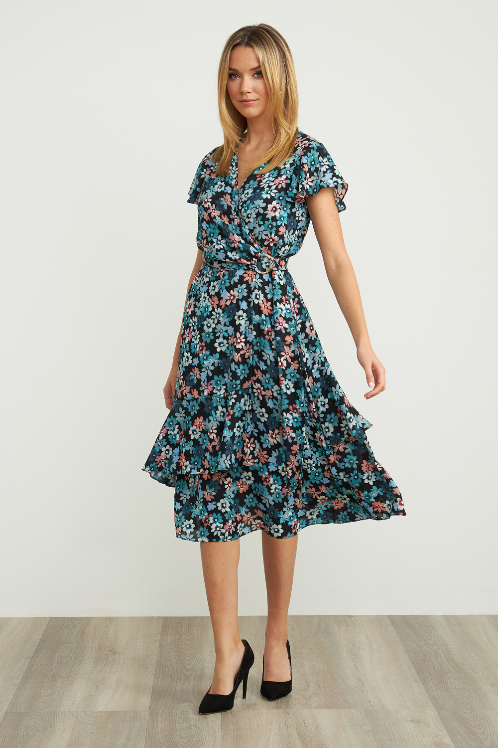 Joseph Ribkoff Floral Dress Style 203494. Black/multi