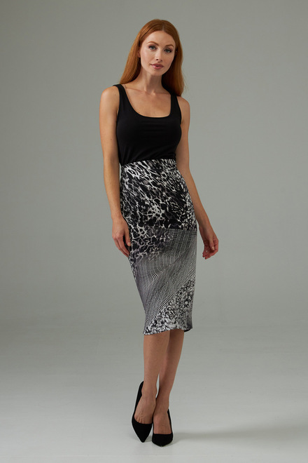Joseph Ribkoff  multi pattern skirt style 203649. Black/vanilla