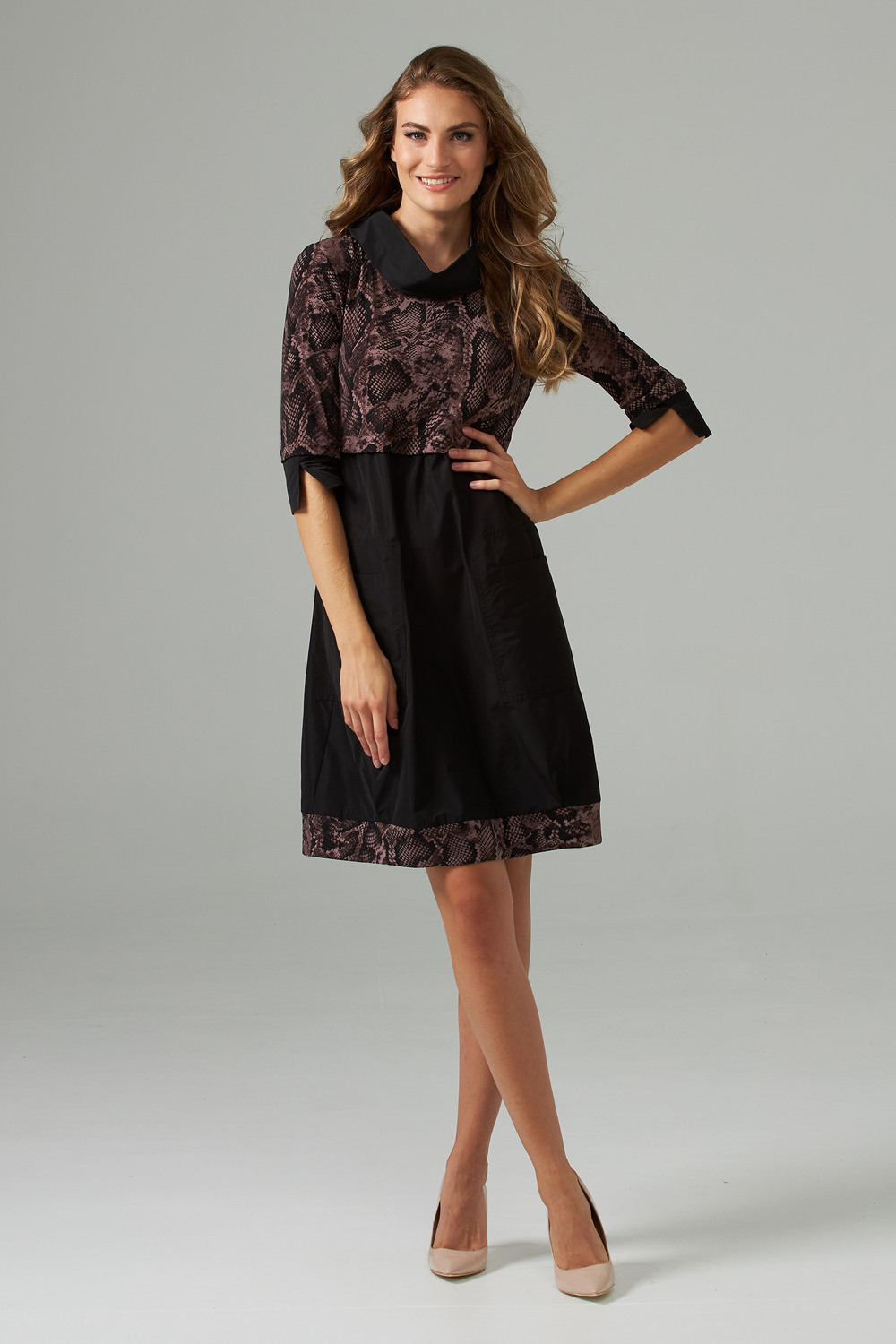 Joseph Ribkoff Dress Style 203690. Black/brown