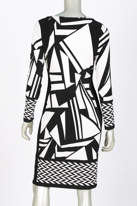 Joseph Ribkoff robe style 34901. Blanc Cass&eacute;/noir. 2
