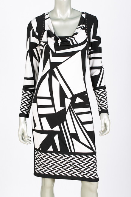 Joseph Ribkoff robe style 34901. Blanc Cass&eacute;/noir. 3