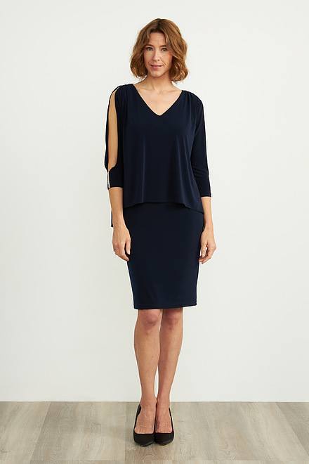 Joseph Ribkoff V-neck Dress Style 204109. Midnight Blue. 5