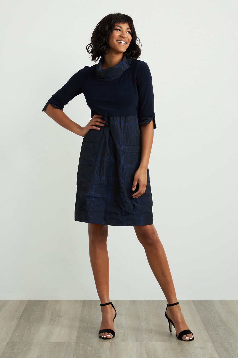 Joseph Ribkoff Front Pocket Dress Style 204236. Midnight Blue/multi