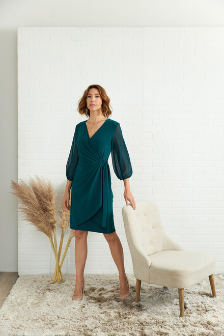 Joseph Ribkoff Wrap Dress Style 204411. Evergreen