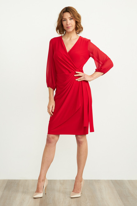 Joseph Ribkoff Wrap Dress Style 204411. Lipstick Red 173