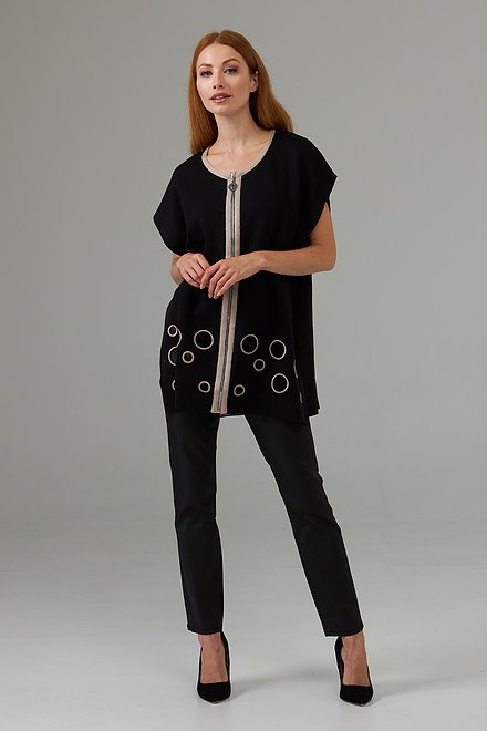 Joseph Ribkoff Sleeveless front zip tunic style 203035. Black/taupe. 5