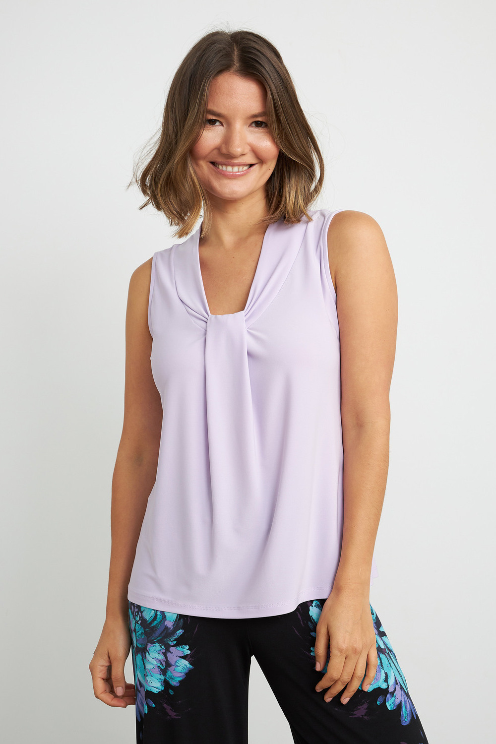Joseph Ribkoff Gathered Front Top Style 211029. Sweet Lilac