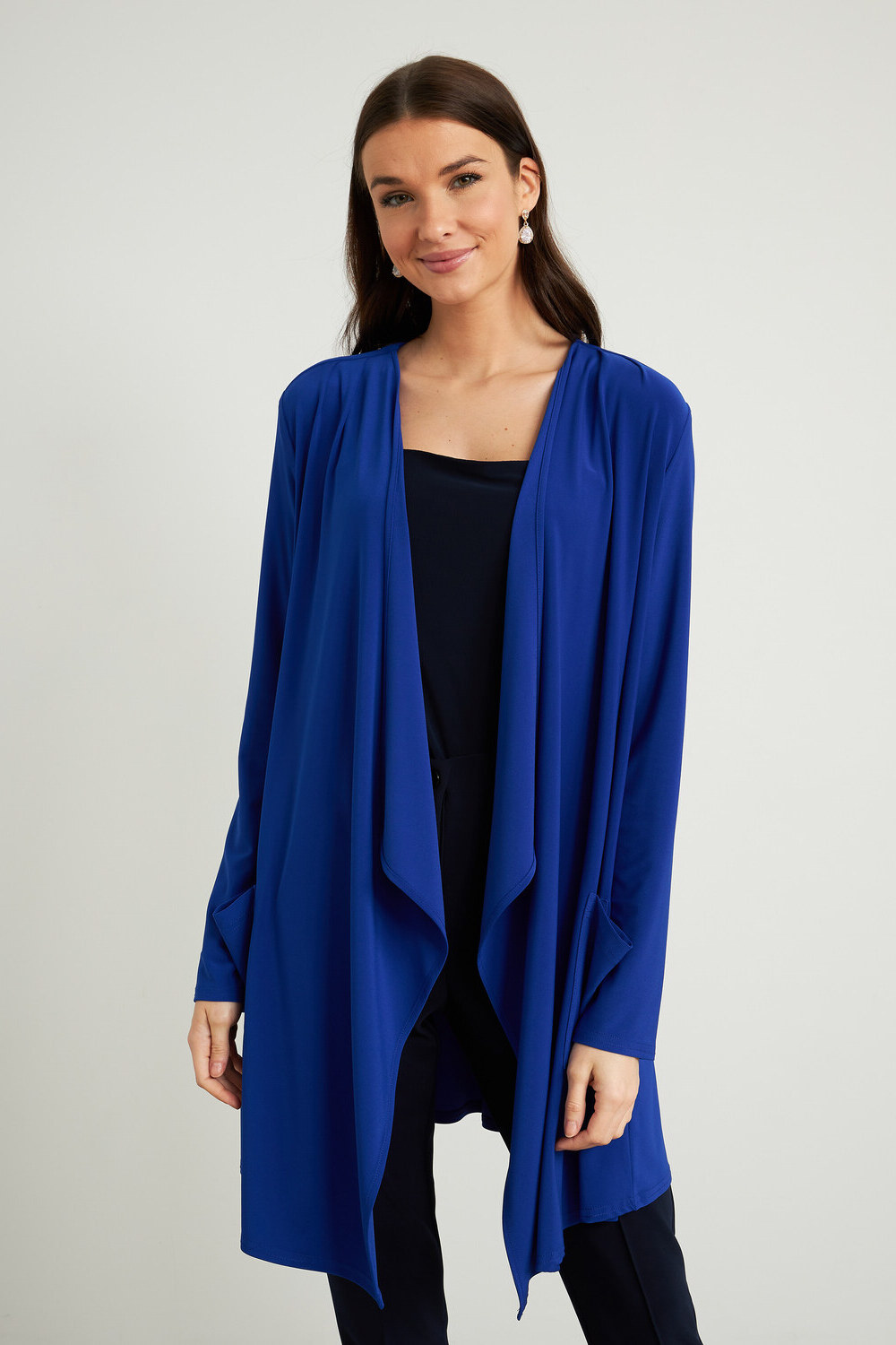 Joseph Ribkoff Open Front Draped Cover-Up Style 211061. Royal Sapphire 163