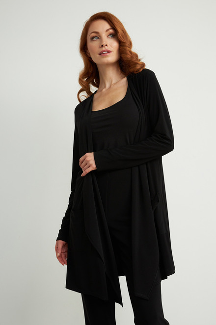 Joseph Ribkoff Open Front Draped Cover-Up Style 211061d. Black