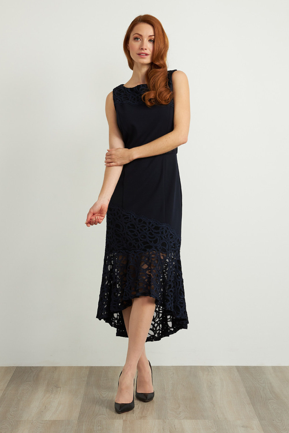 Joseph Ribkoff Appliqué Detail Dress Style 211071. Midnight Blue 40
