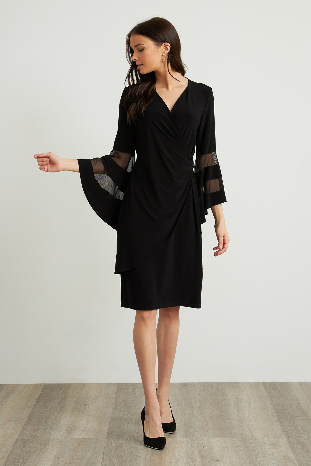 Joseph Ribkoff Bell Sleeve Dress Style 211118. Black