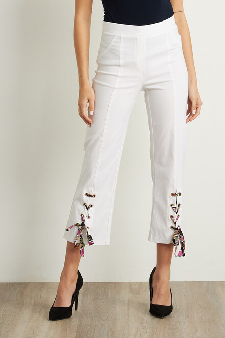 Joseph Ribkoff Lace-Up Cuff Pants Style 211203. White