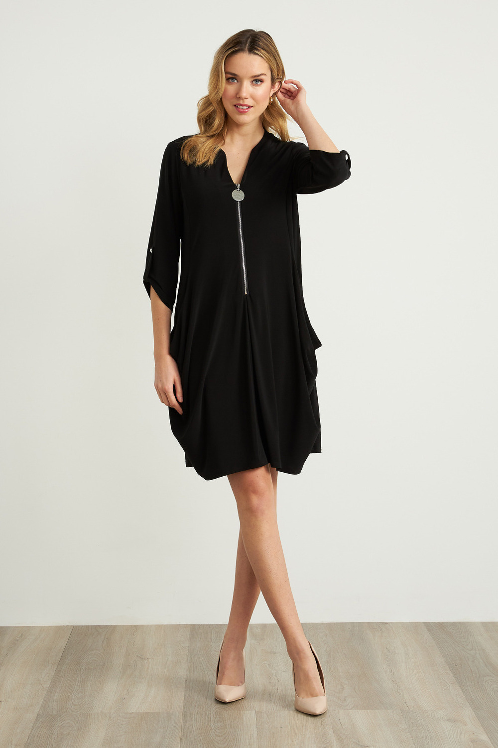 Joseph Ribkoff Zip Front Dress Style 211238. Black