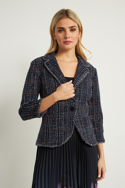 Joseph Ribkoff Multi-Colour Tweed Jacket Style 211240. Navy/multi