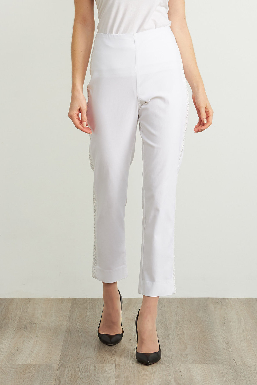 Joseph Ribkoff Embroidered Trim Pants Style 211241. White