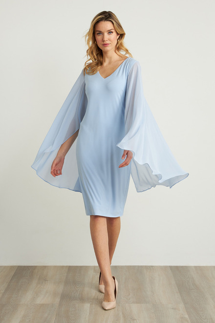 Joseph Ribkoff Sheer Cape Dress Style 211341. Moonlight