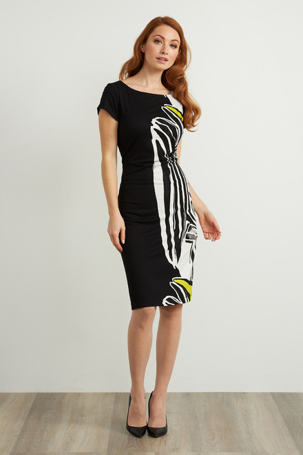 Joseph Ribkoff Animal Print Short Sleeve Dress Style 211344. Black/multi